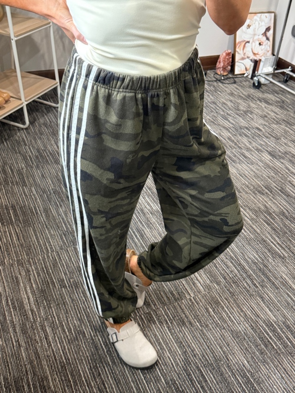 Camo Relaxed Fit Joggers with Track Stripes